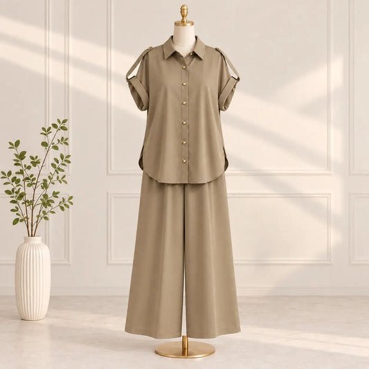 Half-Sleeves Button Down Co-Ord Set | Peakachu
