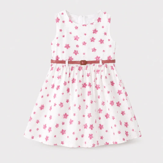 Star Printed Cotton Dress With Belt | Peakachu