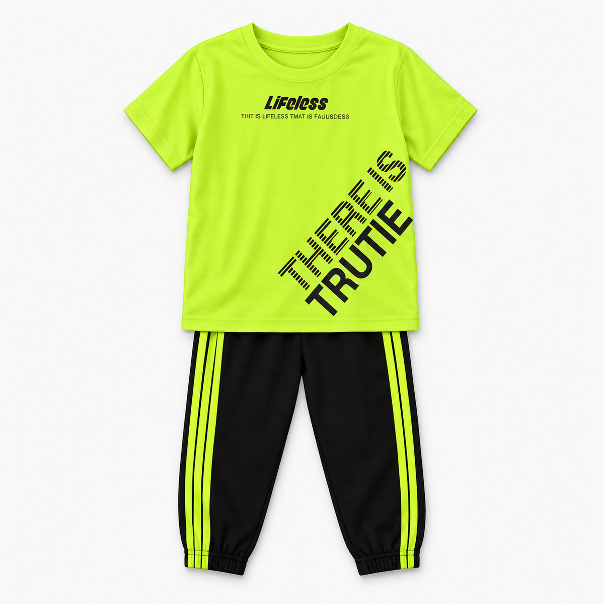 Graphic Streetwear Top + Stripe Bottoms | Peakachu