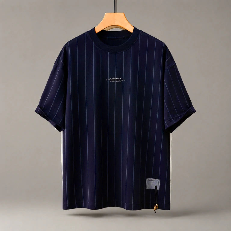 Oversized Vertical Pinstripe T-shirt | Peakachu