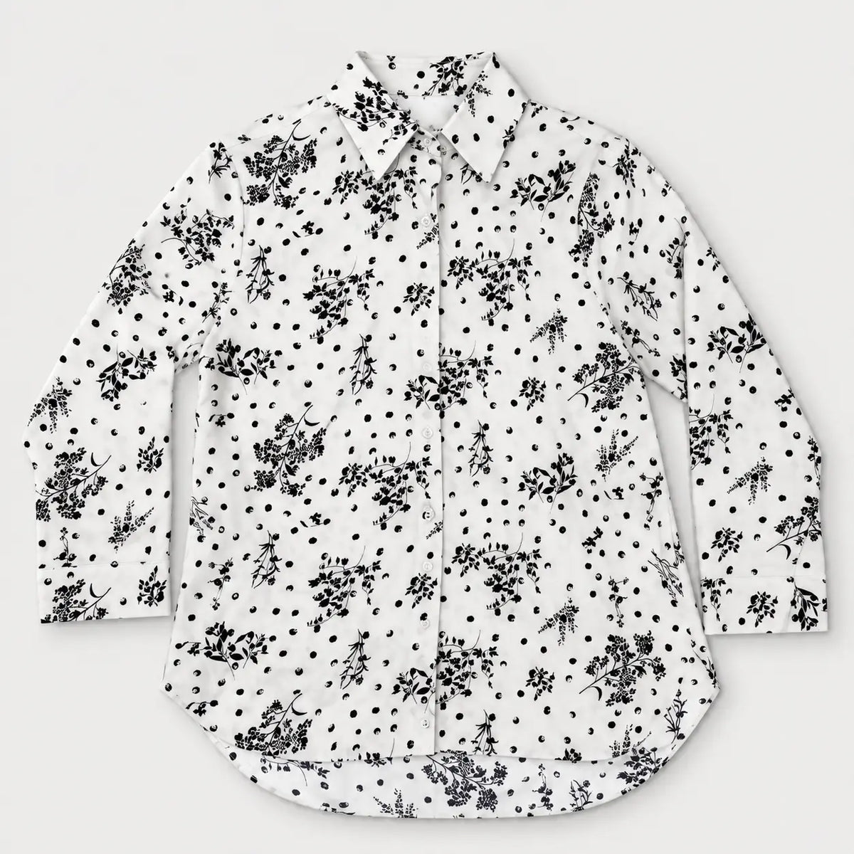 Button-Down Solid Floral Collar Shirt | Peakachu