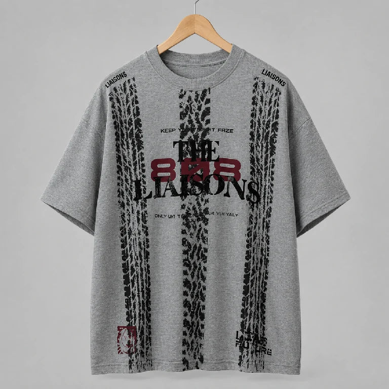 Oversized Graphic Crimson Print T-Shirt | Peakachu