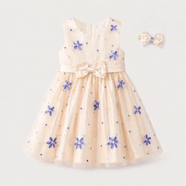 Flower Printed Fancy Net Dress | Peakachu