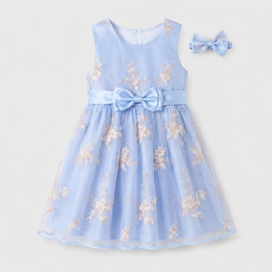 Flower Printed Fancy Dress With Bow | Peakachu