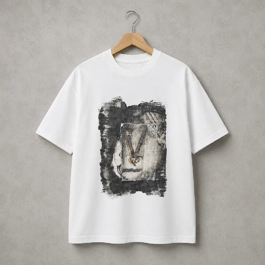 Oversized Graphic Portrait Black T-Shirt | Peakachu