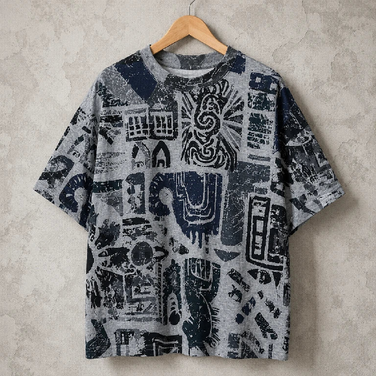 Oversized Graphic Comic Collage T-Shirt | Peakachu