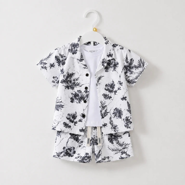Tropical Button-Up Shirt + White T-Shirt + Shorts | Peakachu