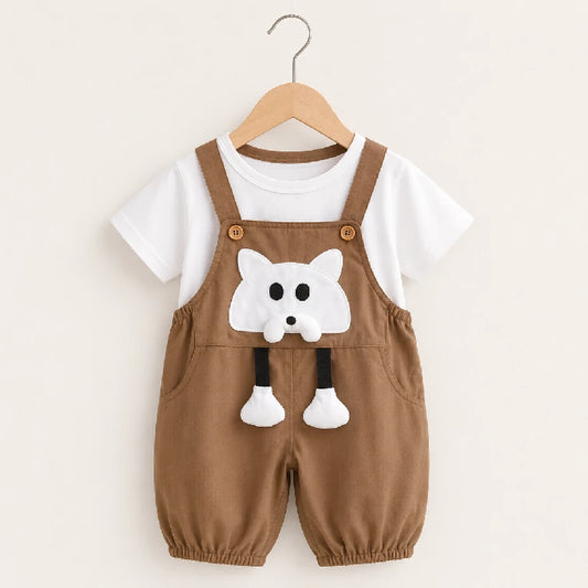 White T-shirt + Dungaree Shorts | Peakachu