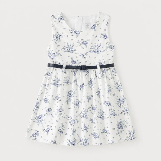 Floral Cotton Dress With Belt | Peakachu