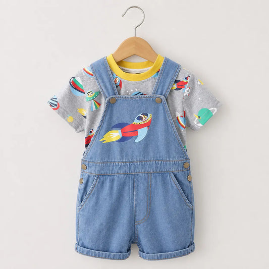 Rocket T-shirt + Denim Dungaree | Peakachu