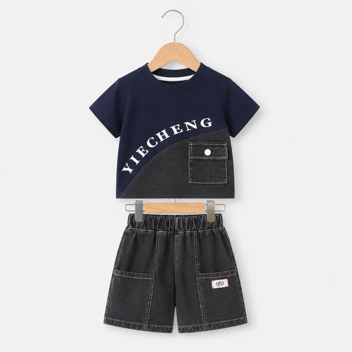 graphic shirt + shortsPocket Shirt+ Black Denim Shorts | Peakachu