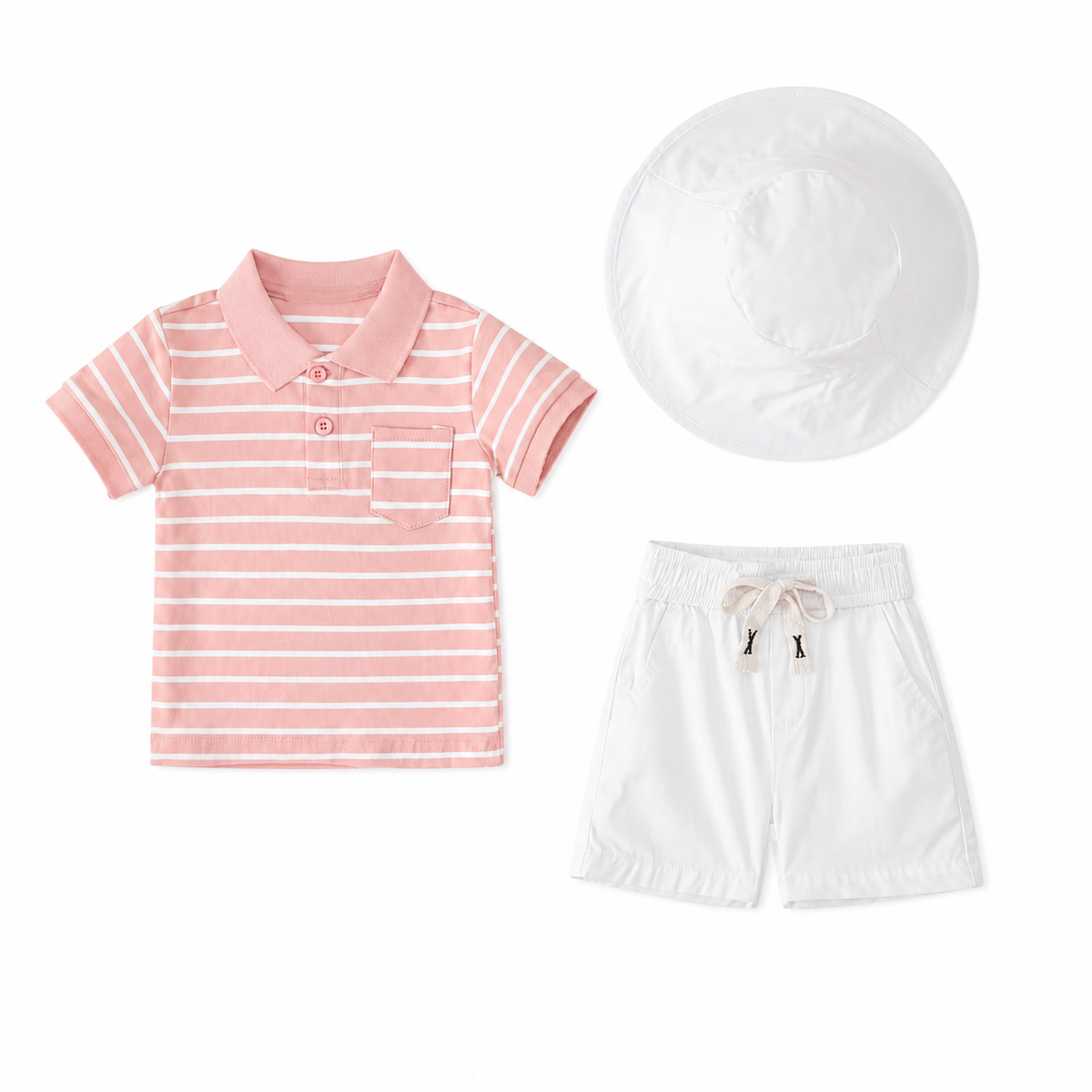 Stripped Polo Shirt + Shorts + Hat | Peakachu