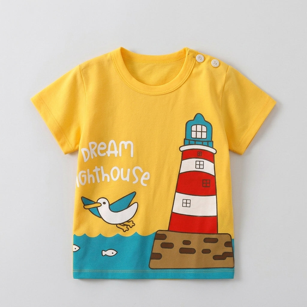Bird Tower Print T-Shirt | Peakachu