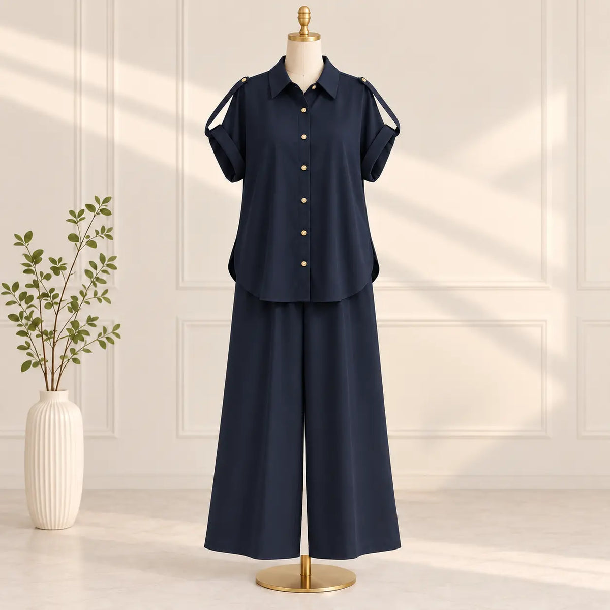 Half-Sleeves Button Down Co-Ord Set | Peakachu