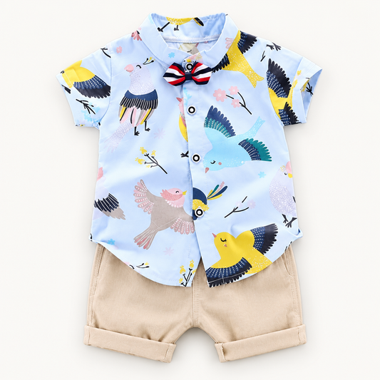 Summer Dove Shirt + Shorts With Bow Tie | Peakachu