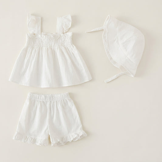Ruffle Strap Top + Shorts + Bonnet | Peakachu