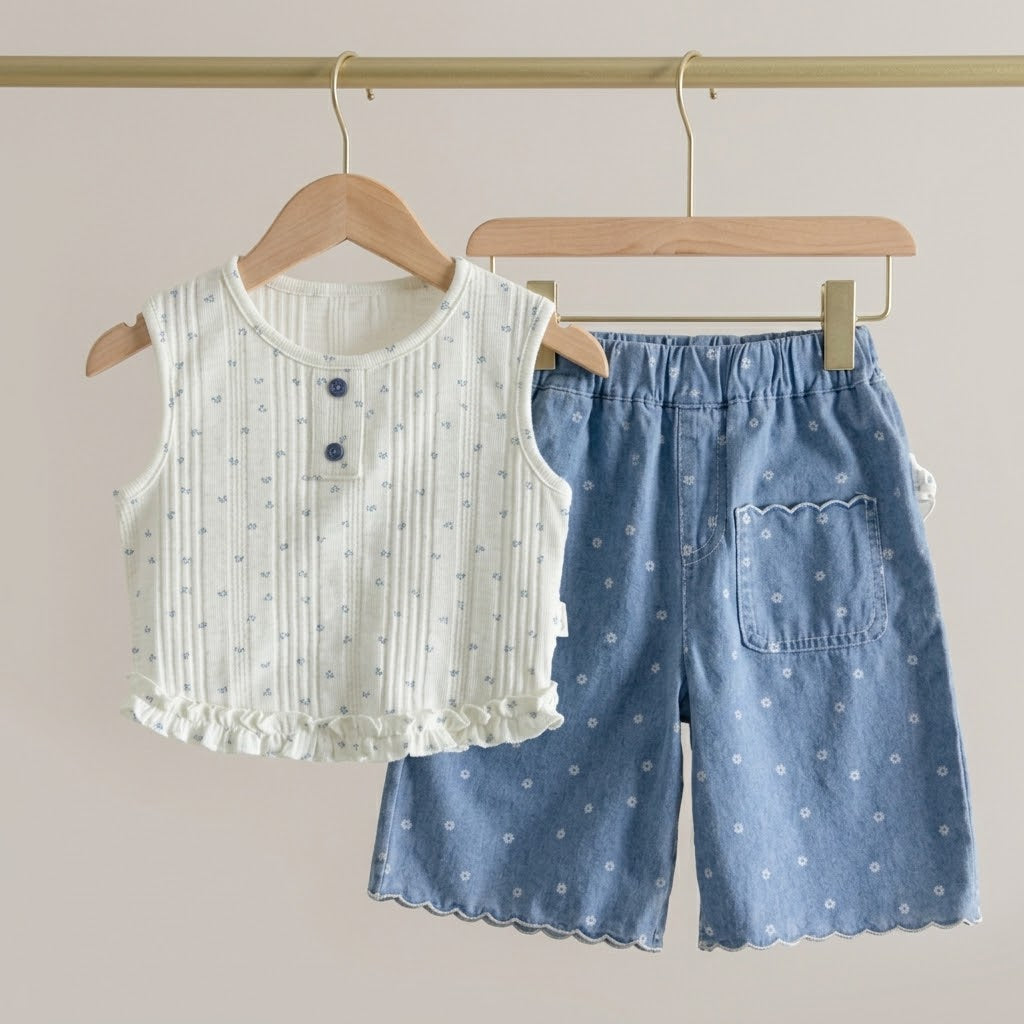 Floral Shirt + Denim Shorts | Peakachu