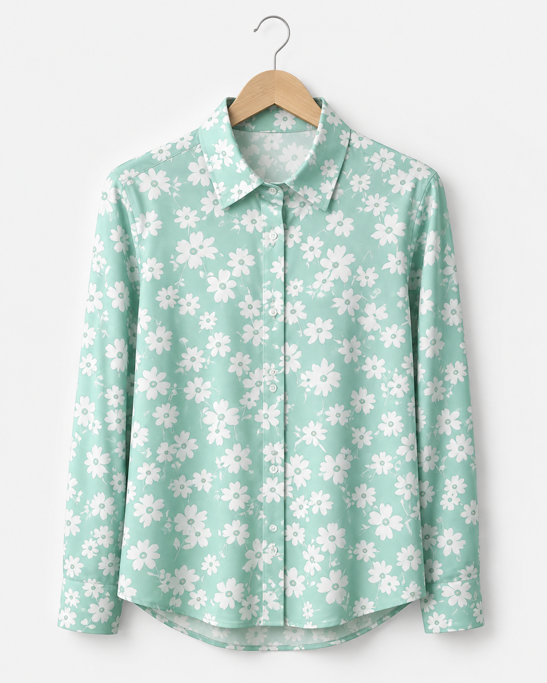 White Floral Blossom Button-Down Shirt | Peakachu