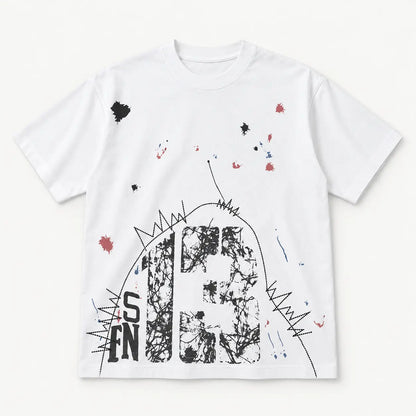 Oversized Graphic Grey Wash T-Shirt | Peakachu