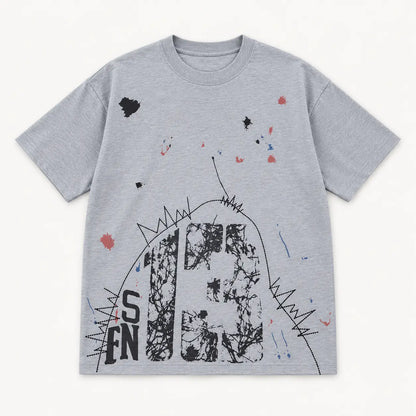 Oversized Graphic Grey Wash T-Shirt | Peakachu