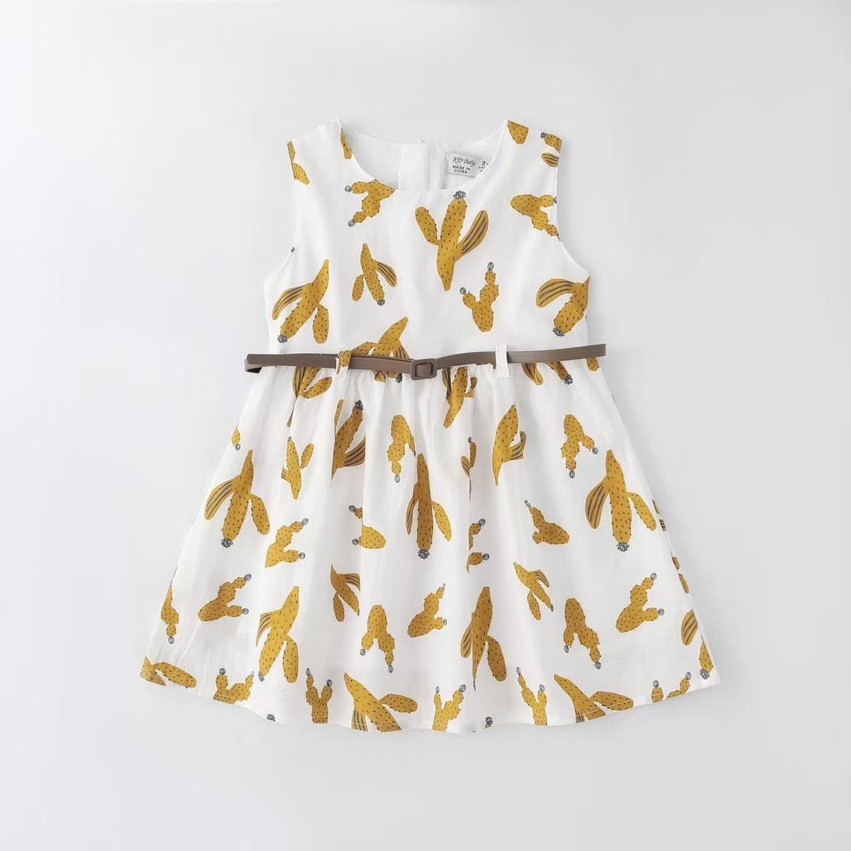 Autumn Printed Cotton Dress With Belt | Peakachu
