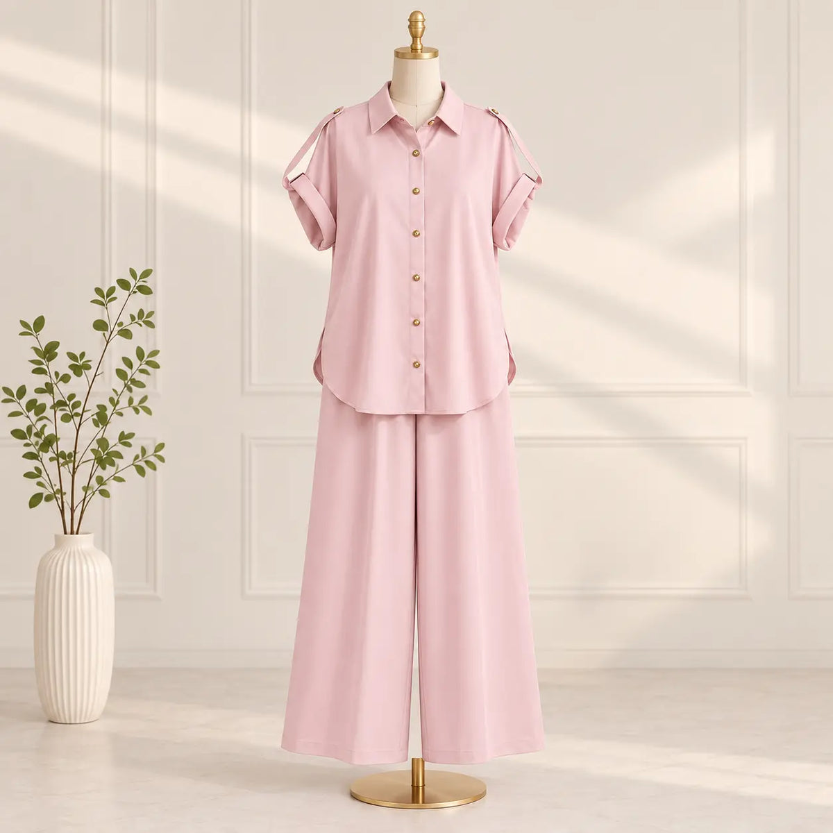 Half-Sleeves Button Down Co-Ord Set | Peakachu