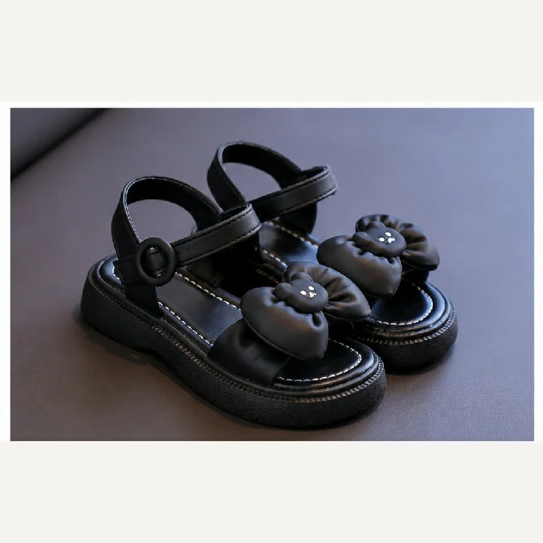 Plush Bow Strappy Sandals | Peakachu