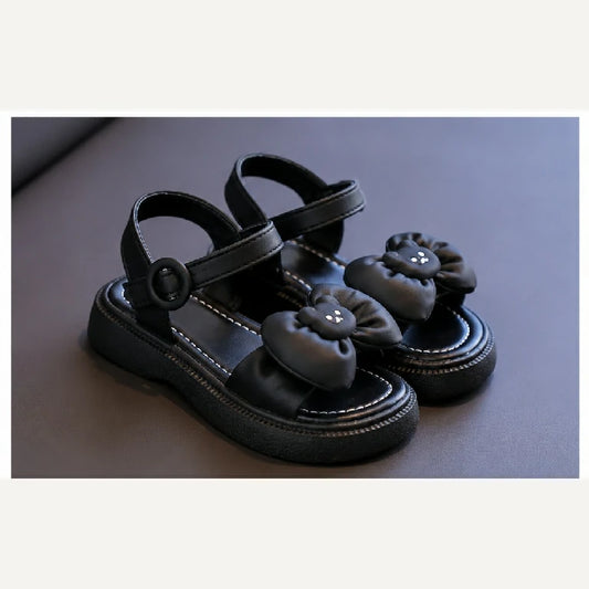 Plush Bow Strappy Sandals | Peakachu
