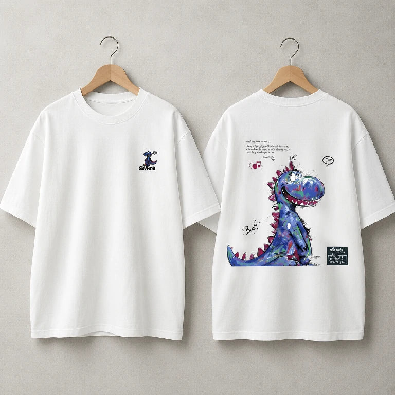 Oversized Graphic Dragon Print T-Shirt  | Peakachu