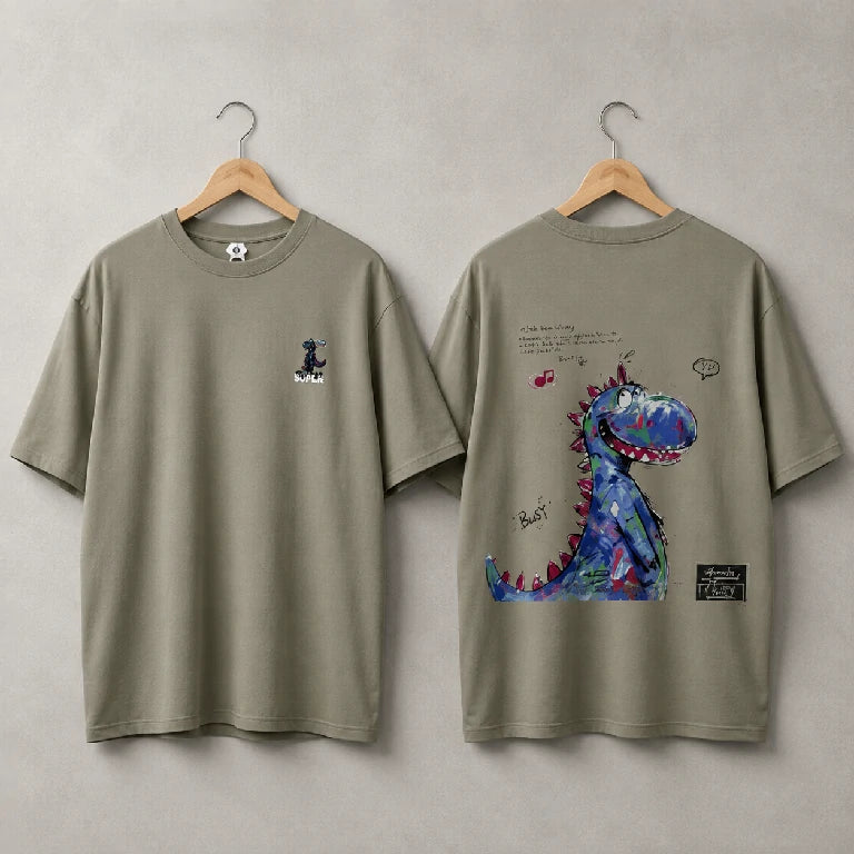 Oversized Graphic Dragon Print T-Shirt  | Peakachu