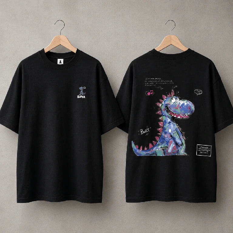 Oversized Graphic Dragon Print T-Shirt  | Peakachu