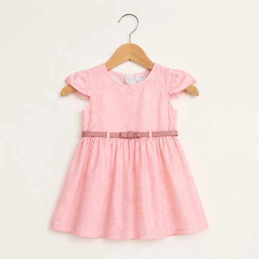 Star Printed Cotton Frock With Belt | Peakachu