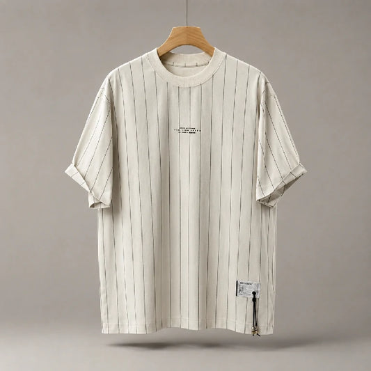Oversized Vertical Pinstripe T-shirt | Peakachu