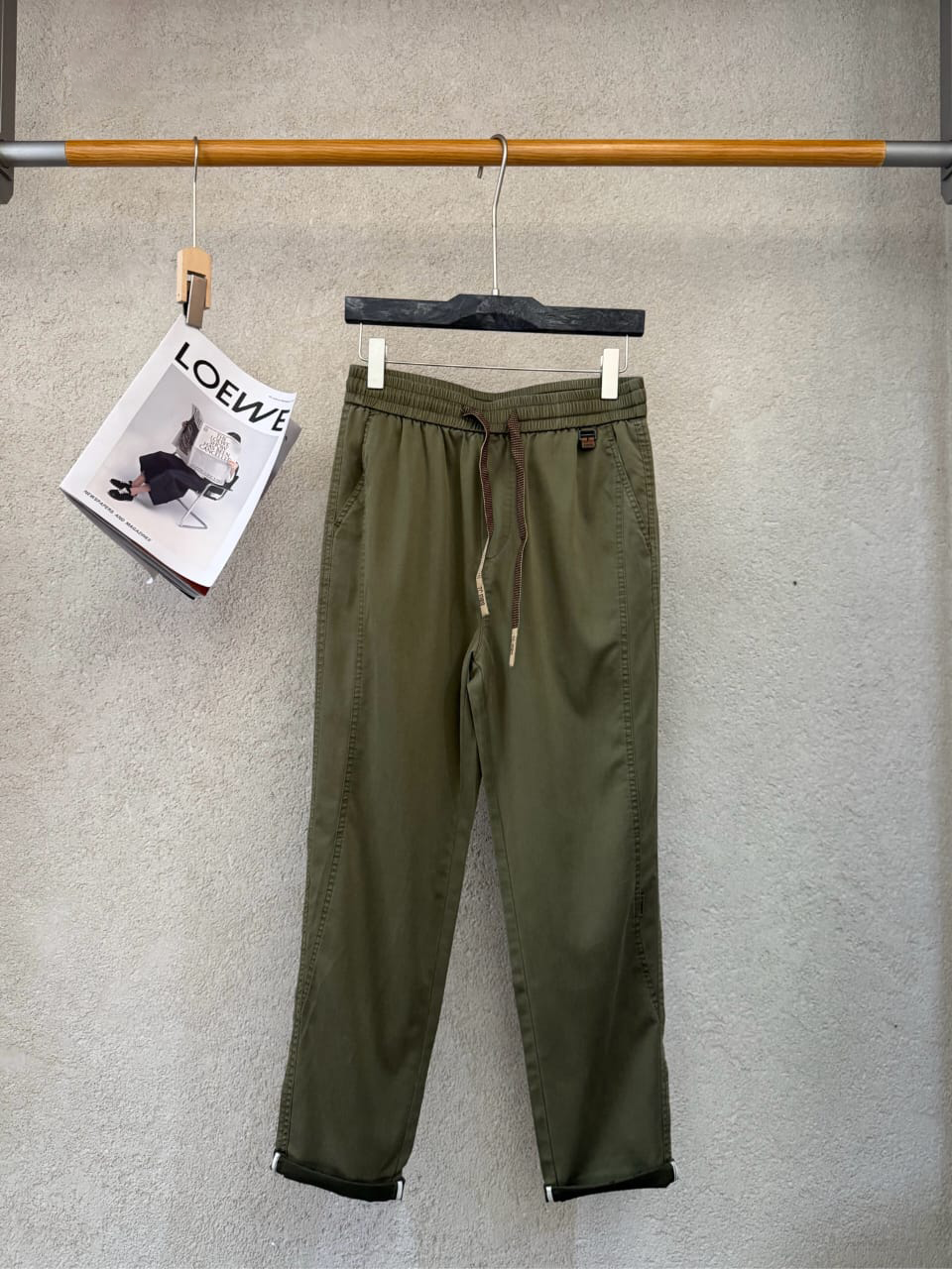 Casual Olive Drawstring Trousers | Peakachu