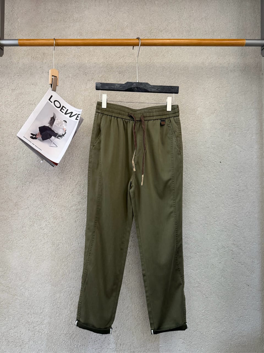 Casual Olive Drawstring Trousers | Peakachu
