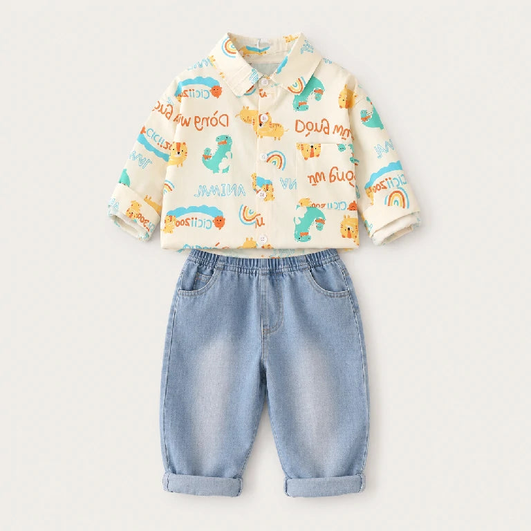 Rainbow Shirt + Denim Shorts | Peakachu