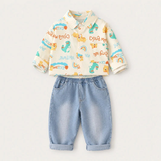 Rainbow Shirt + Denim Shorts | Peakachu