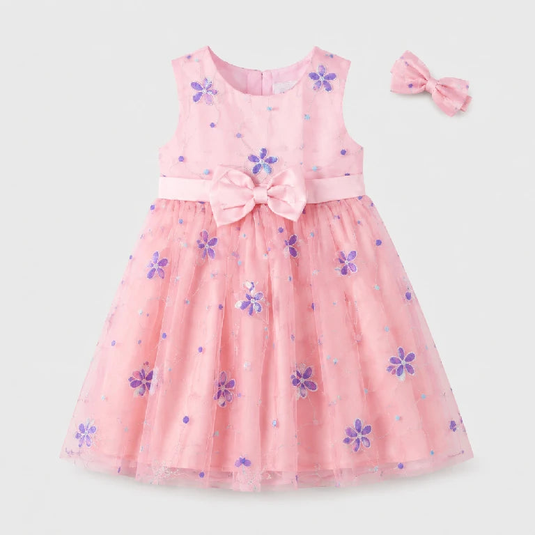 Flower Printed Fancy Net Dress | Peakachu