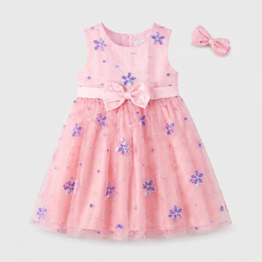 Flower Printed Fancy Net Dress | Peakachu