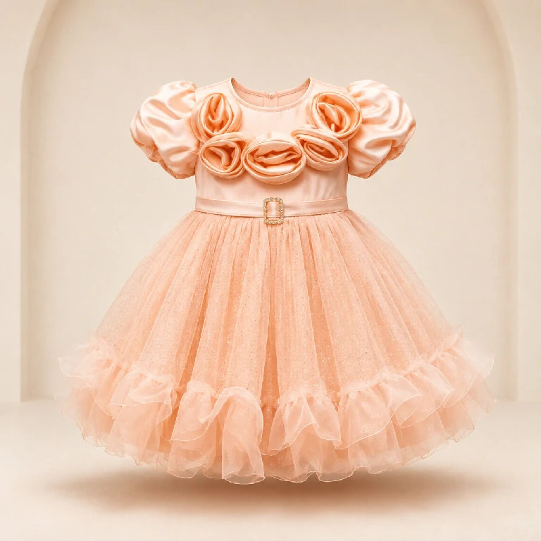 Fancy flower Party Dress For Girls | Peakachu