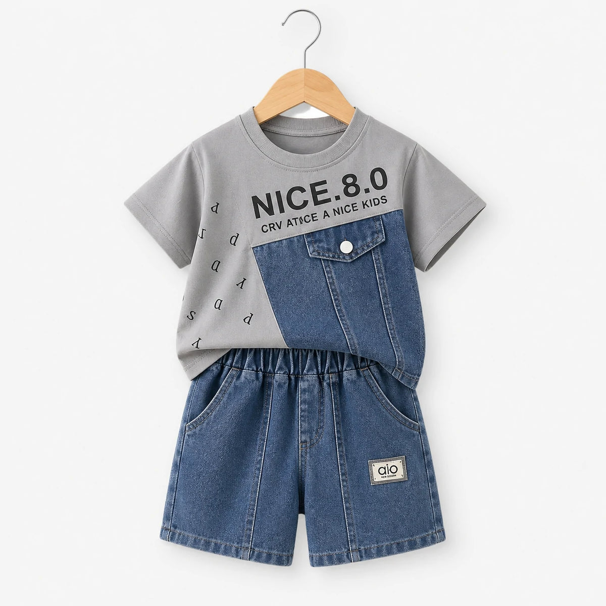 Graphic Shirt + 2 Pocket Denim Shorts | Peakachu