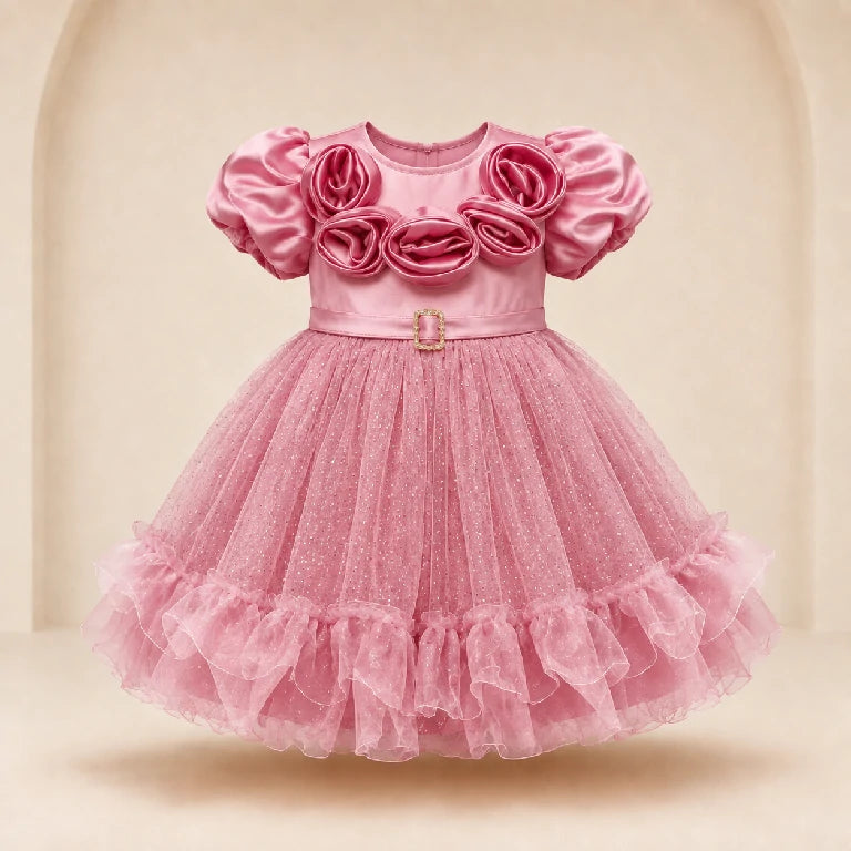 Fancy flower Party Dress For Girls | Peakachu