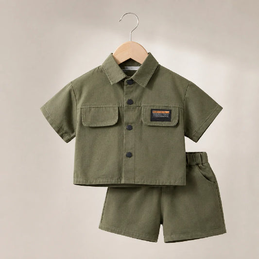 Solid Blue Black Button Co-ord Set | Peakachu