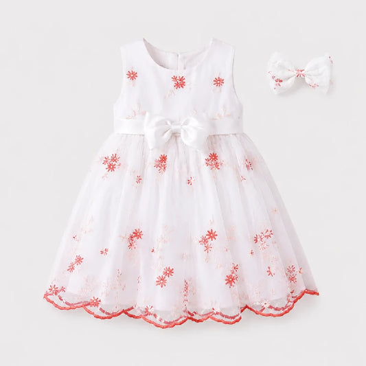 Flower Printed Fancy Dress With Bow | Peakachu