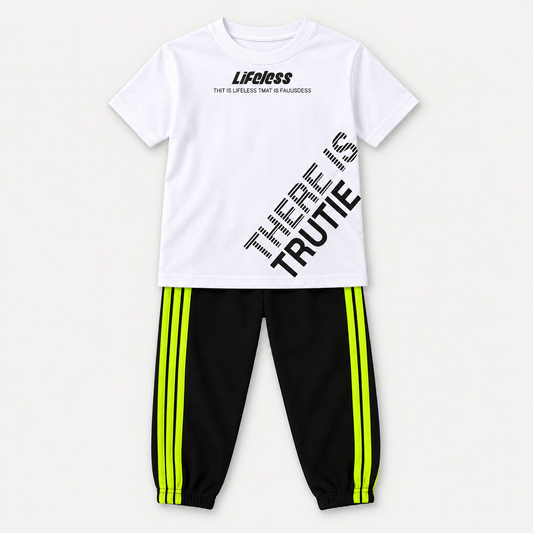 Graphic Streetwear Top + Stripe Bottoms | Peakachu