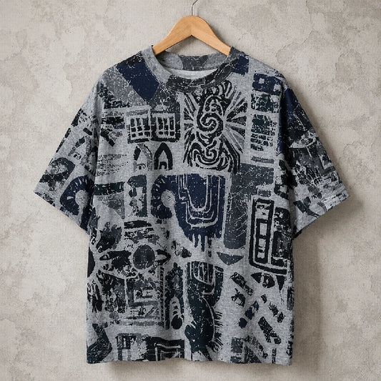 Oversized Graphic Comic Collage T-Shirt | Peakachu