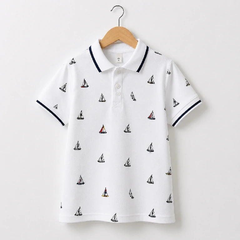 Boys Polo Shirt- Sailboat Print | Peakachu