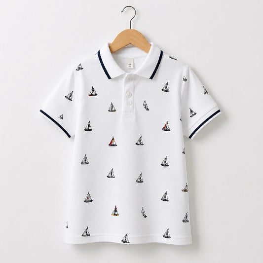 Boys Polo Shirt- Sailboat Print | Peakachu