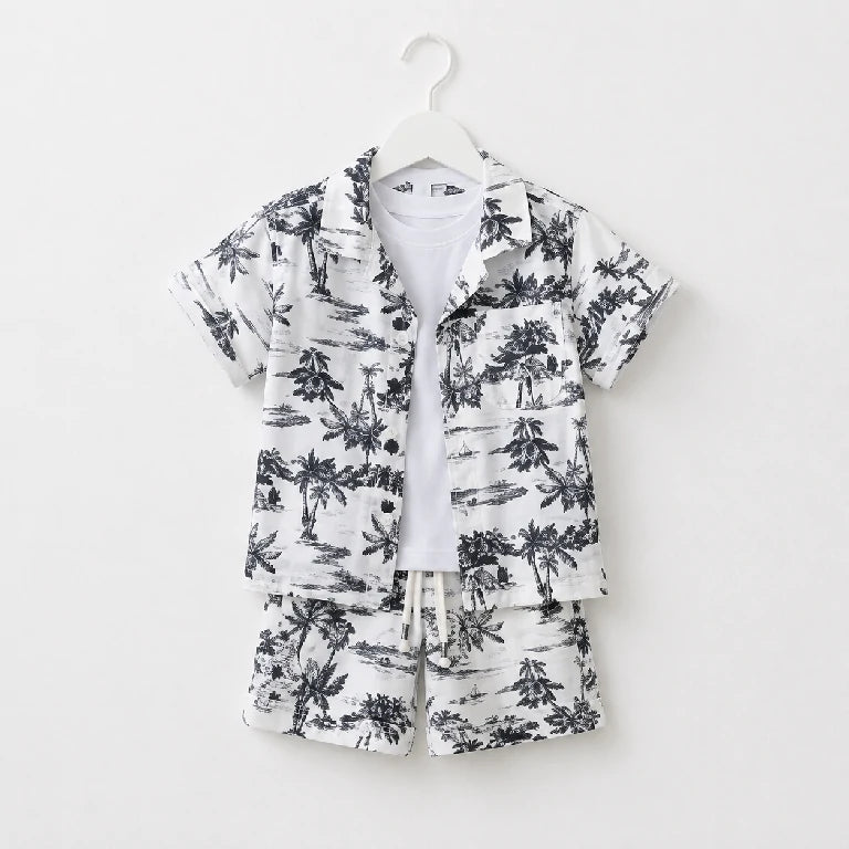 Palm Date Shirt + White T-Shirt + Shorts | Peakachu