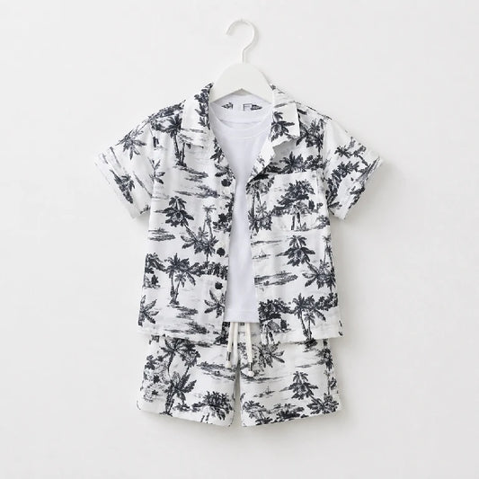 Palm Date Shirt + White T-Shirt + Shorts | Peakachu